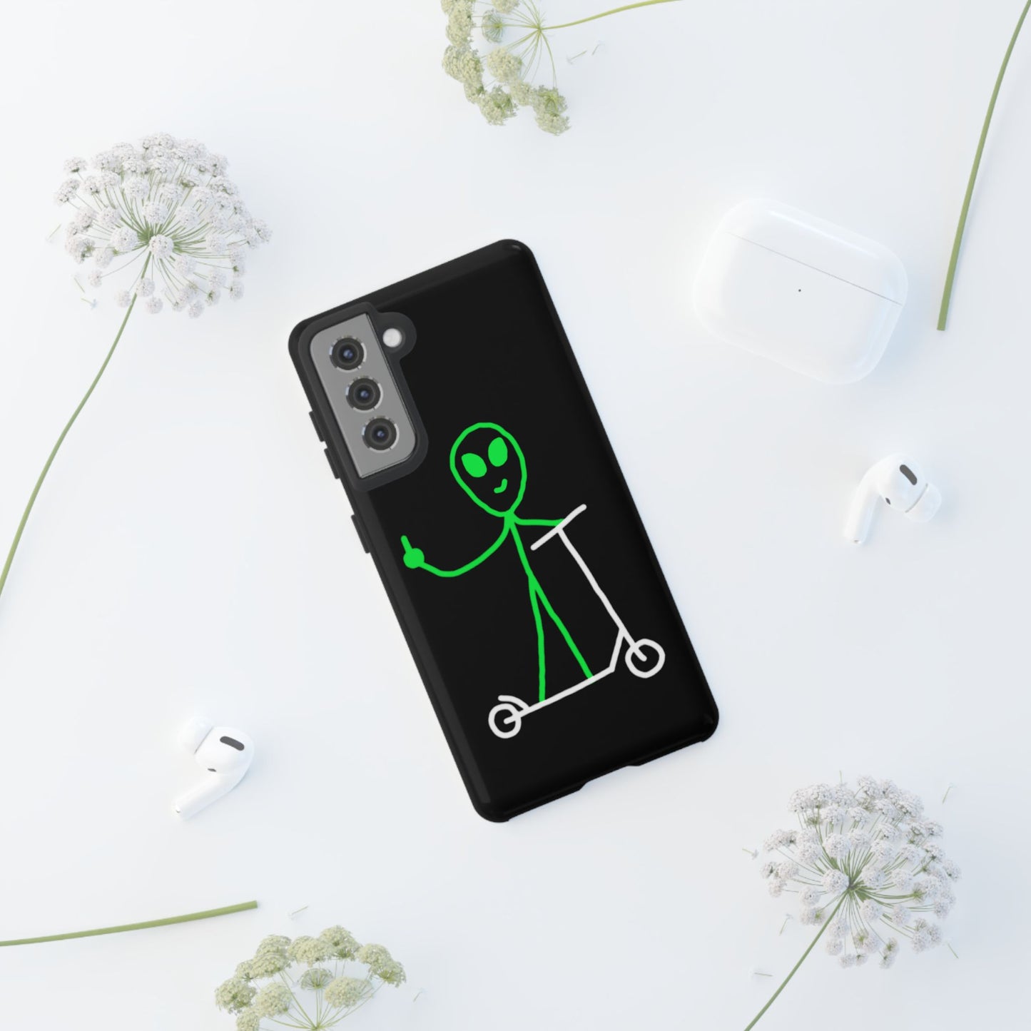 Alien on a Scooter Phone Case (Black)