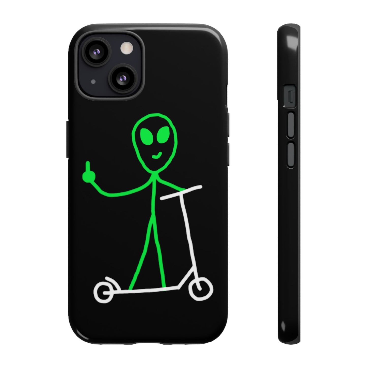 Alien on a Scooter Phone Case (Black)