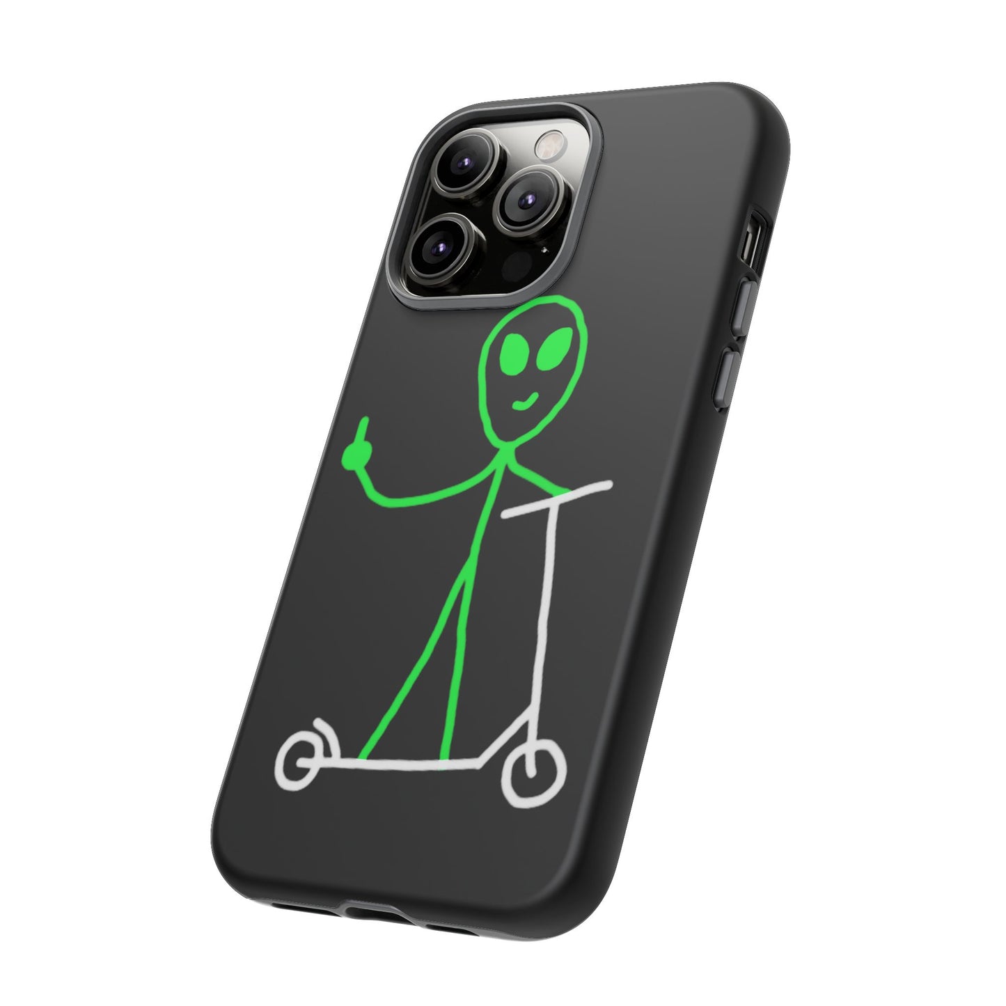 Alien on a Scooter Phone Case (Black)
