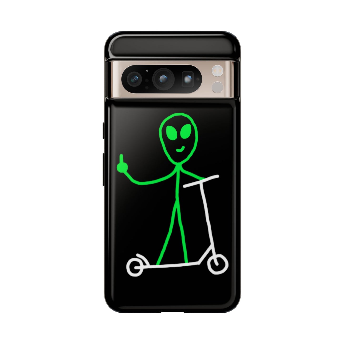 Alien on a Scooter Phone Case (Black)