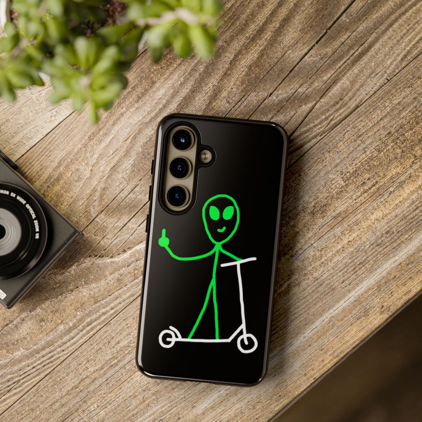 Alien on a Scooter Phone Case (Black)