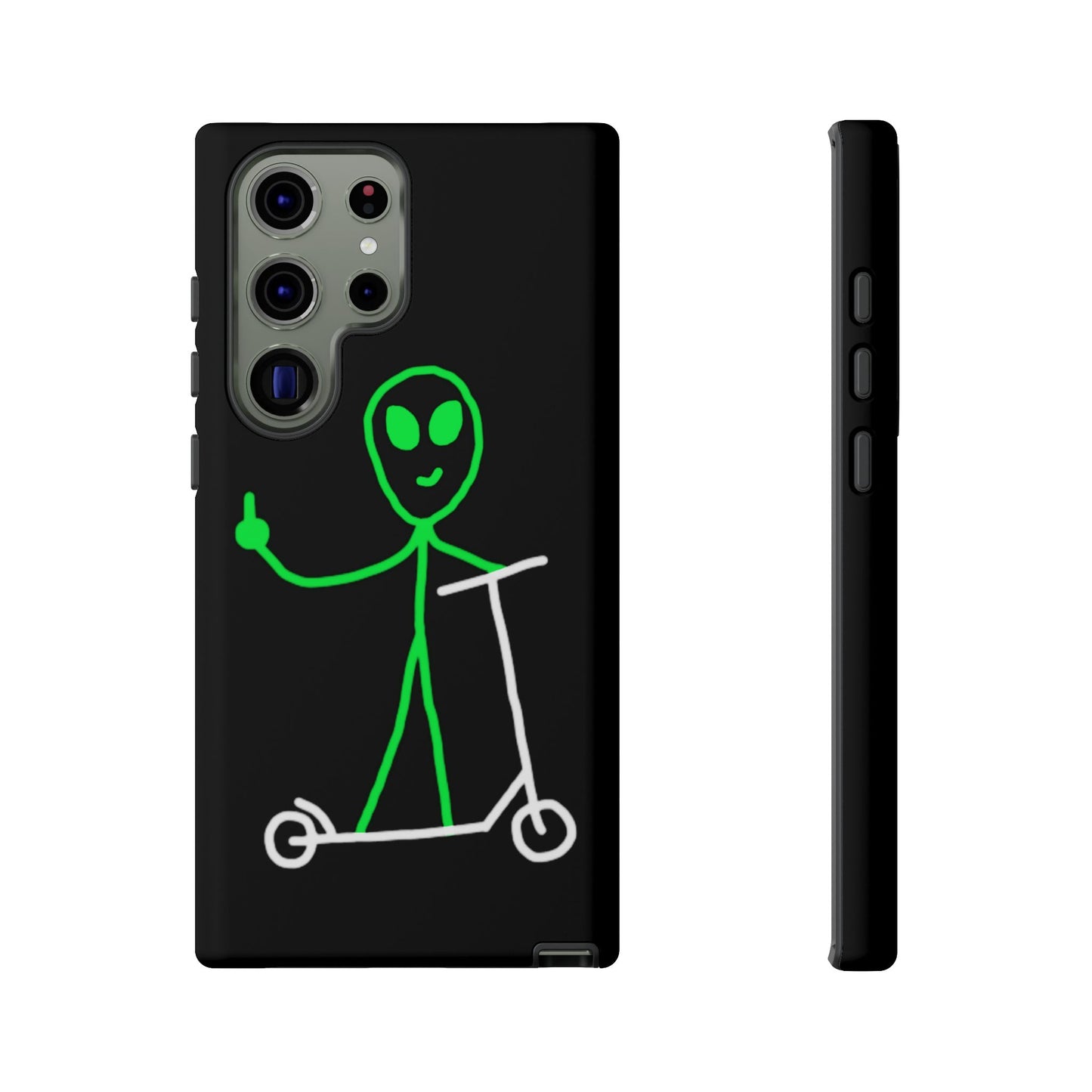 Alien on a Scooter Phone Case (Black)