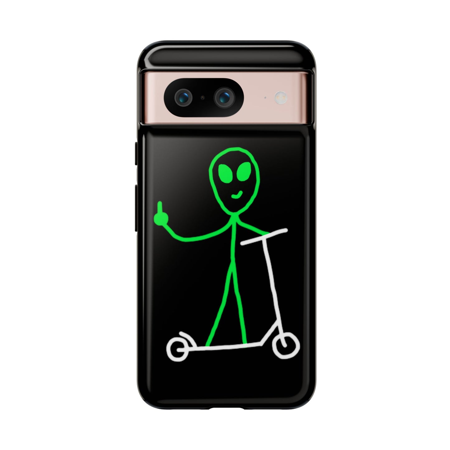 Alien on a Scooter Phone Case (Black)