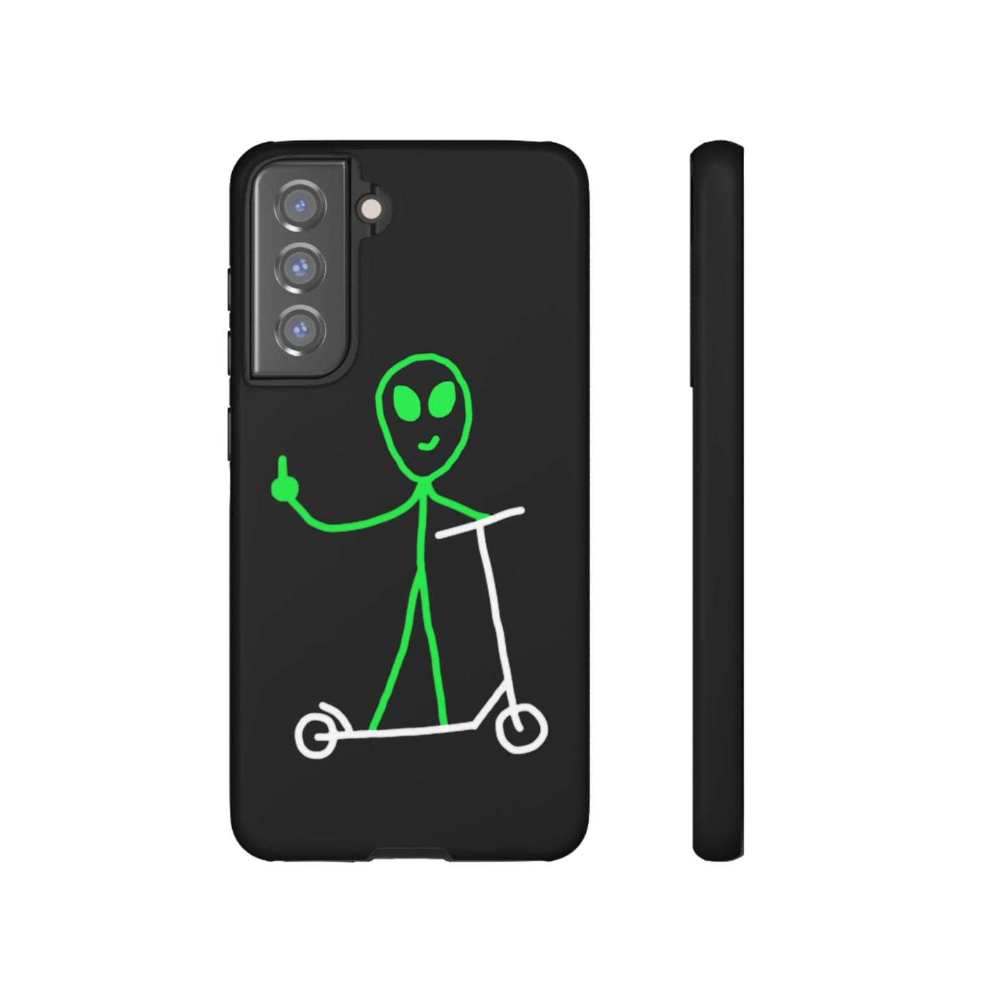 Alien on a Scooter Phone Case (Black)