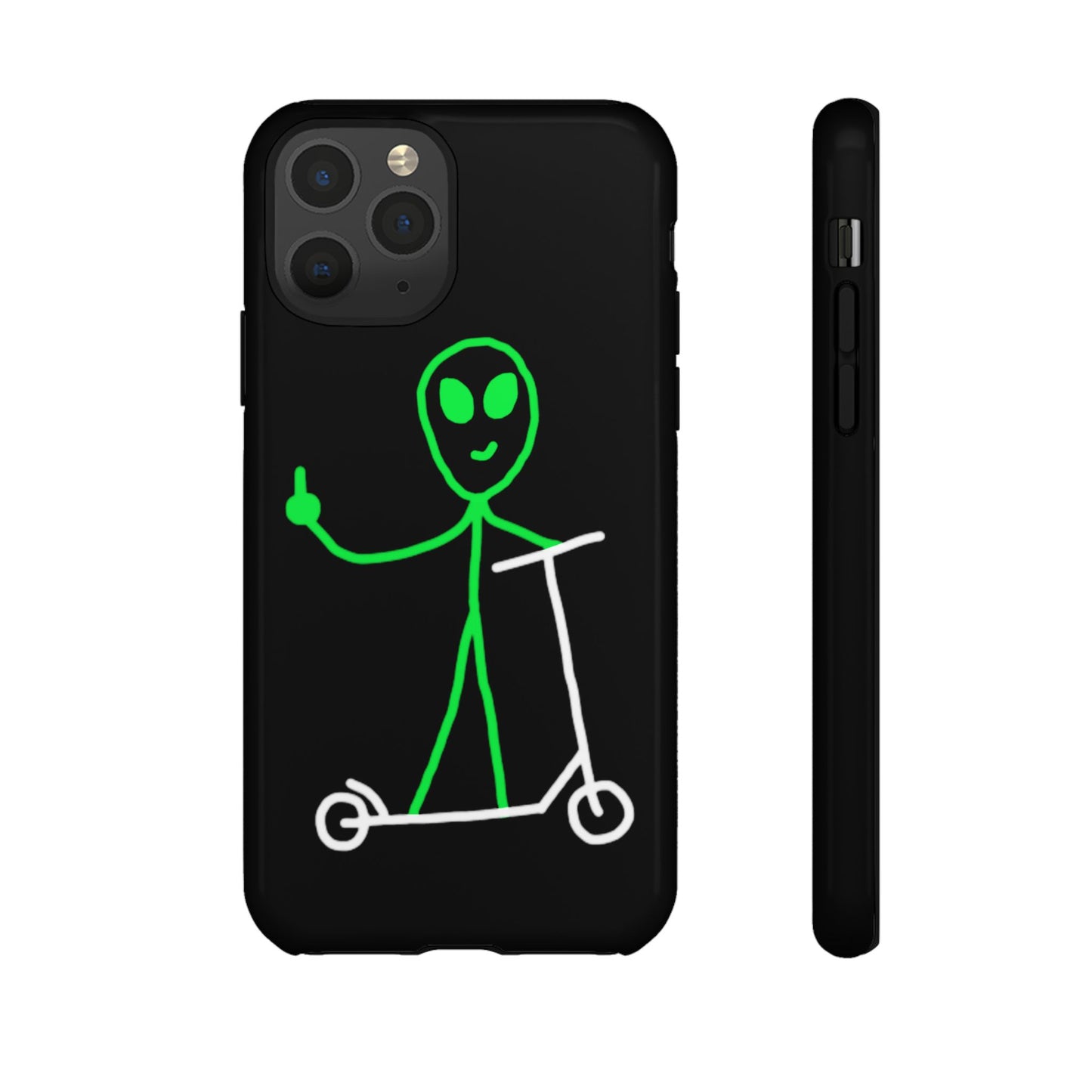 Alien on a Scooter Phone Case (Black)