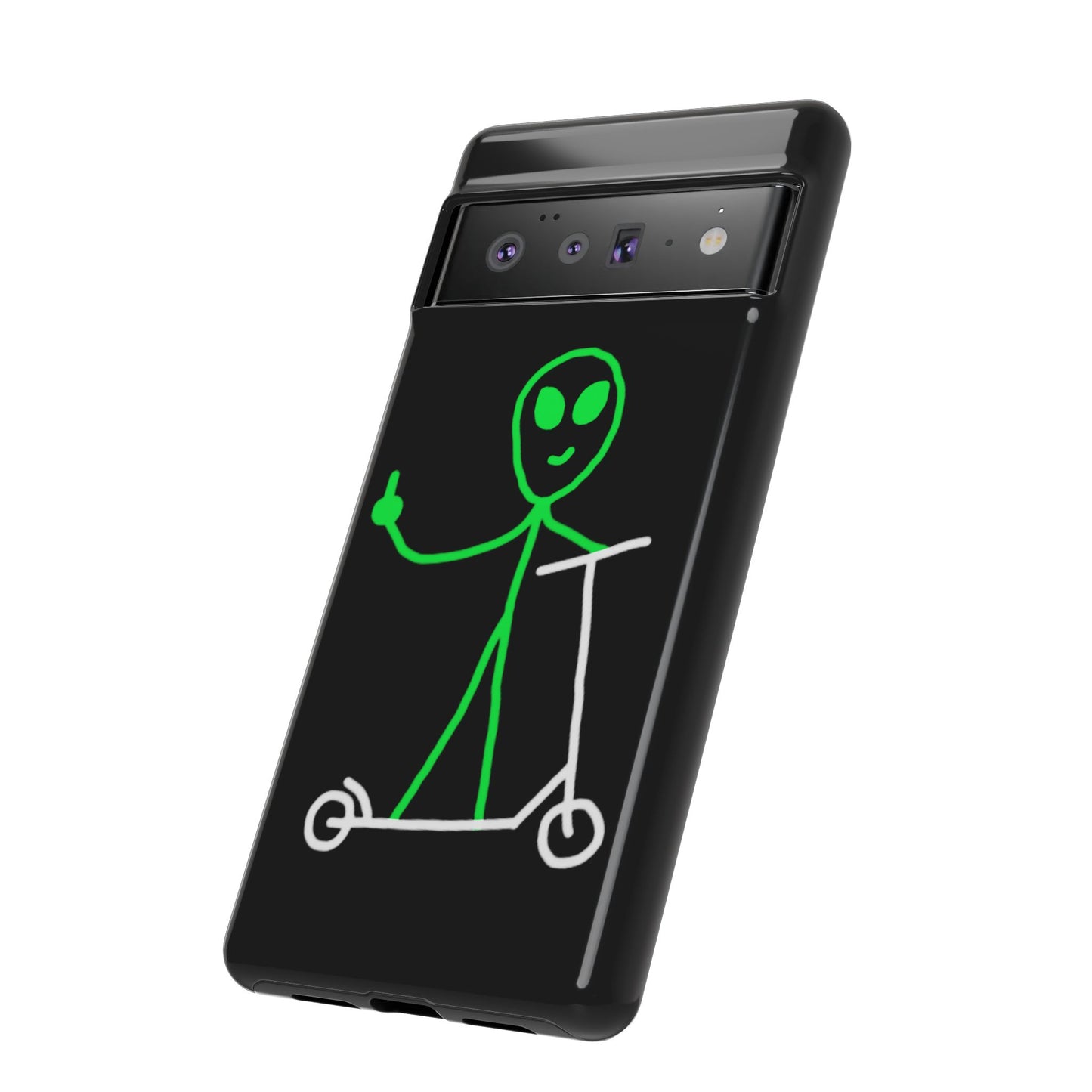 Alien on a Scooter Phone Case (Black)