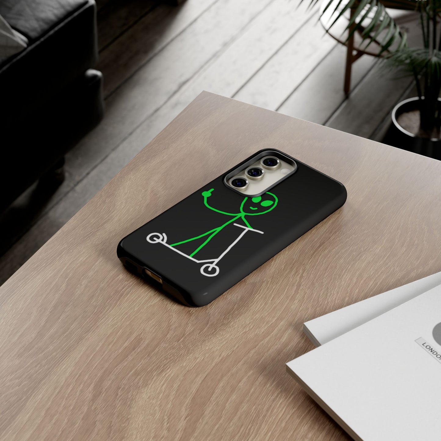 Alien on a Scooter Phone Case (Black)