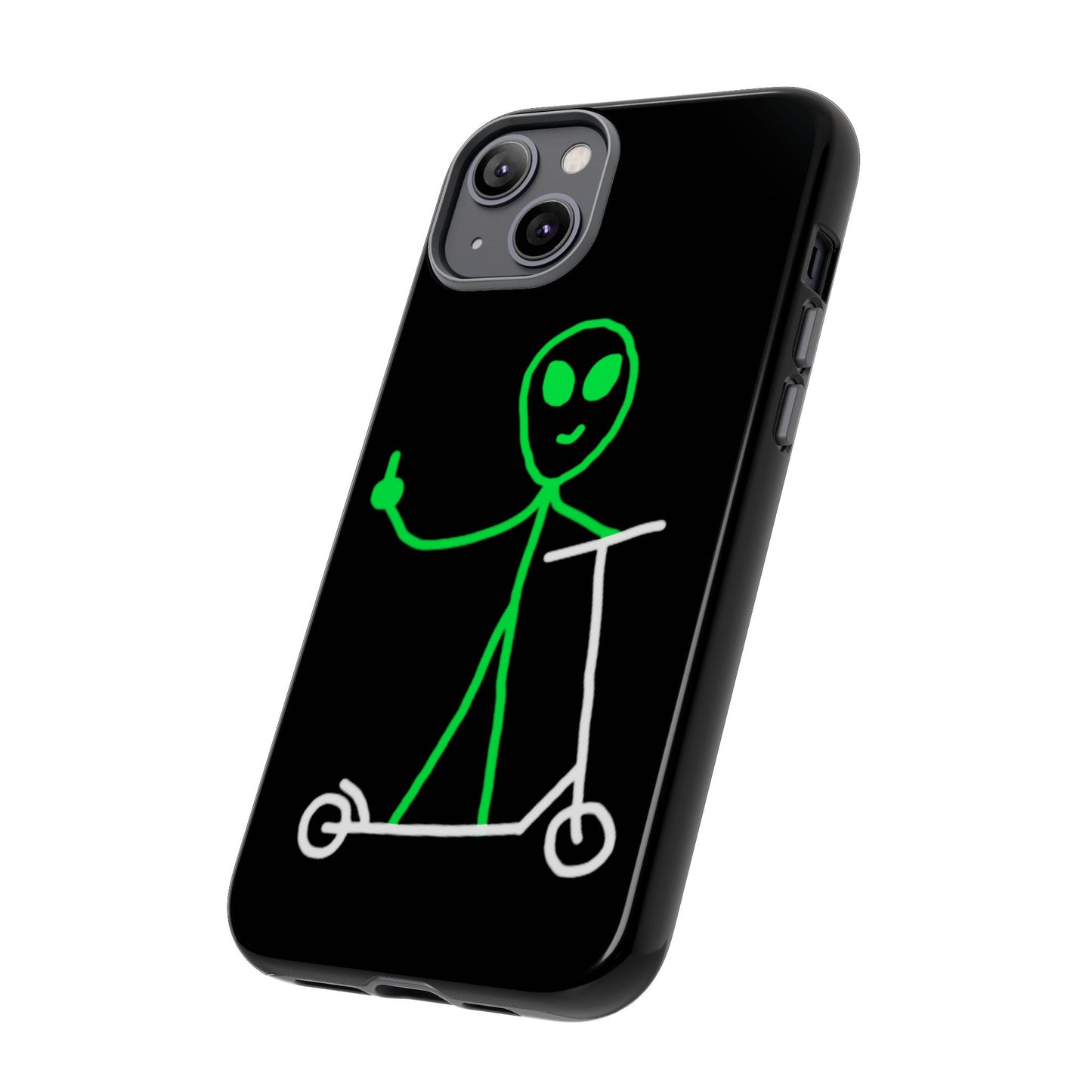 Alien on a Scooter Phone Case (Black)