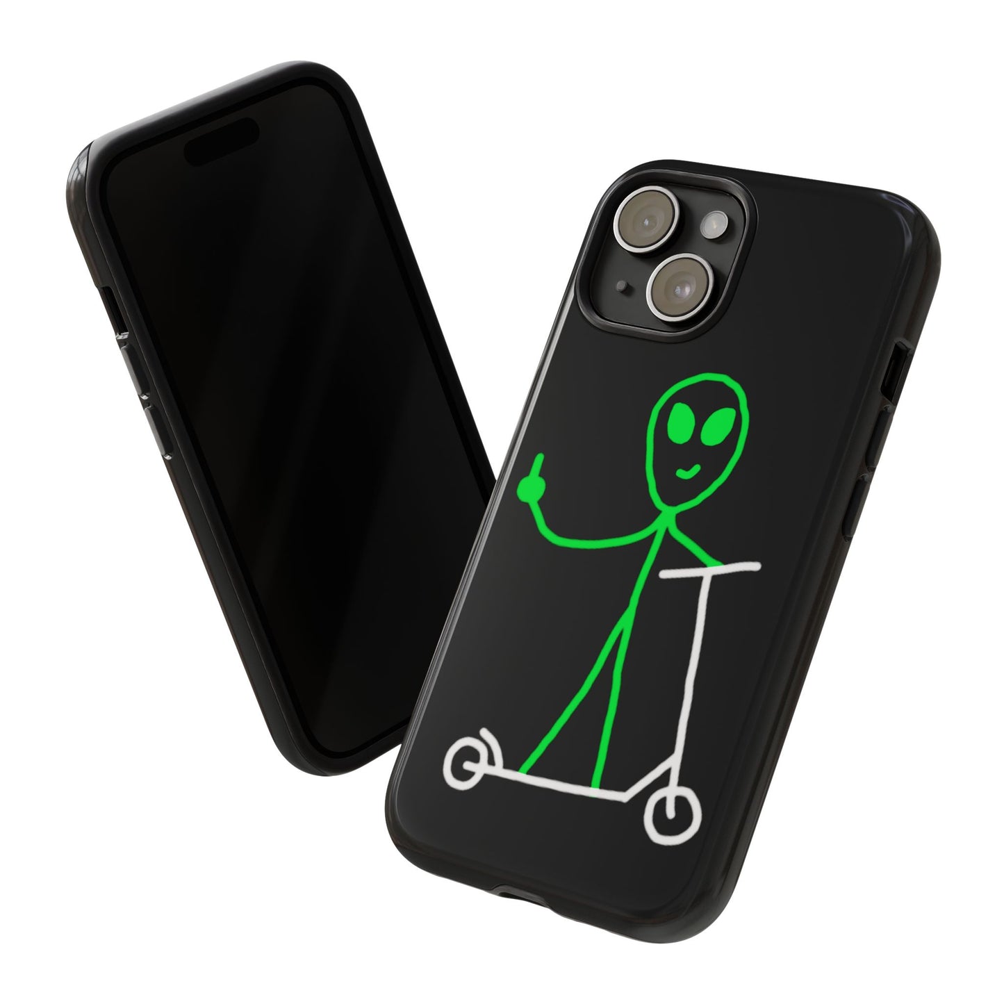 Alien on a Scooter Phone Case (Black)