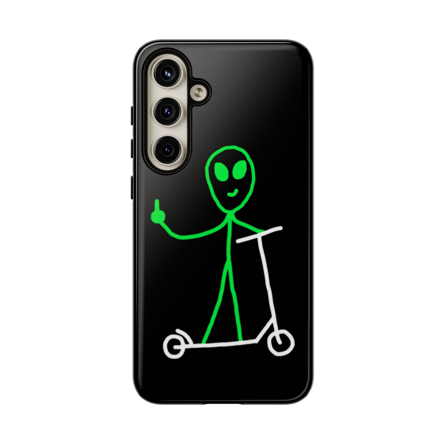 Alien on a Scooter Phone Case (Black)