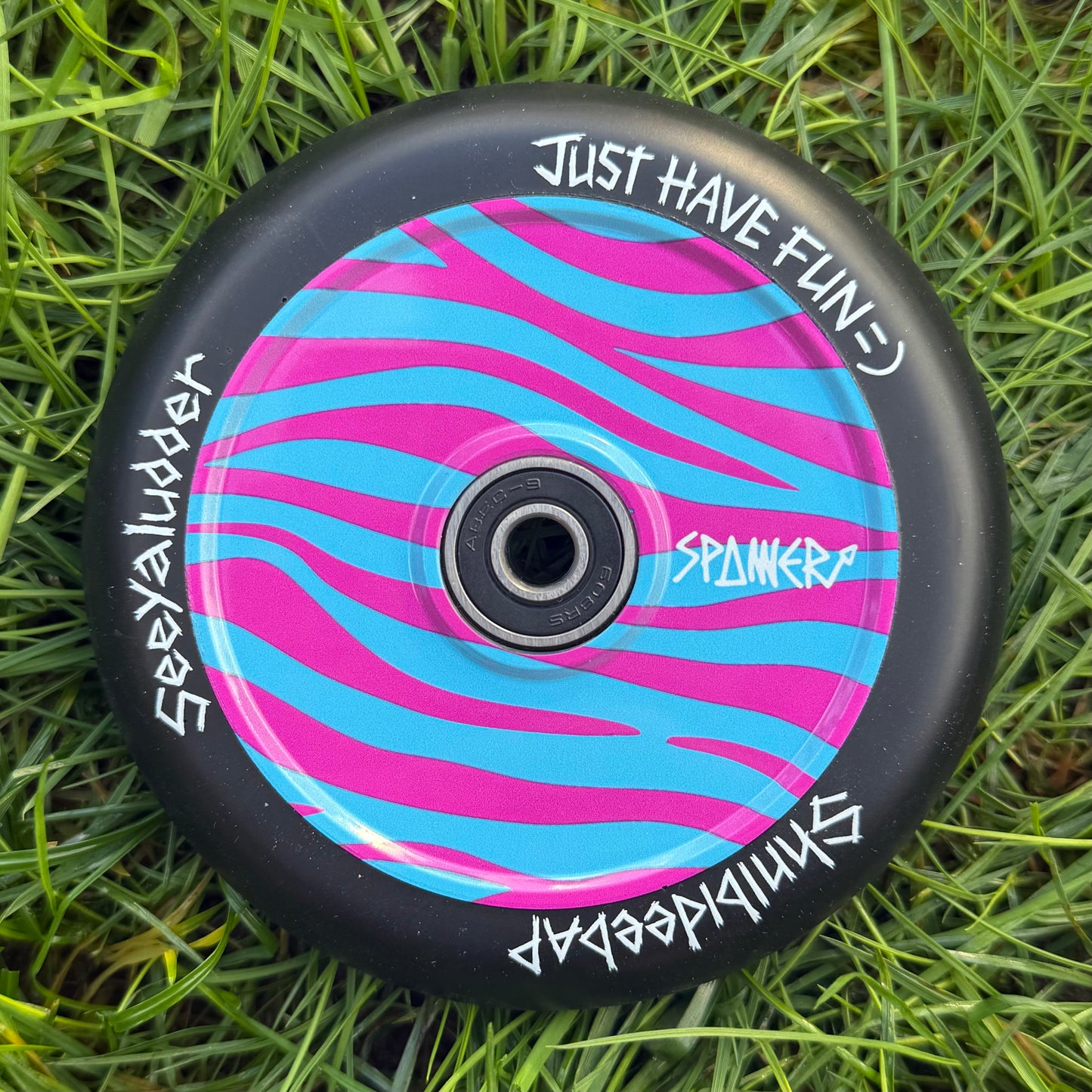 Pink & Blue Zebra Wheels
